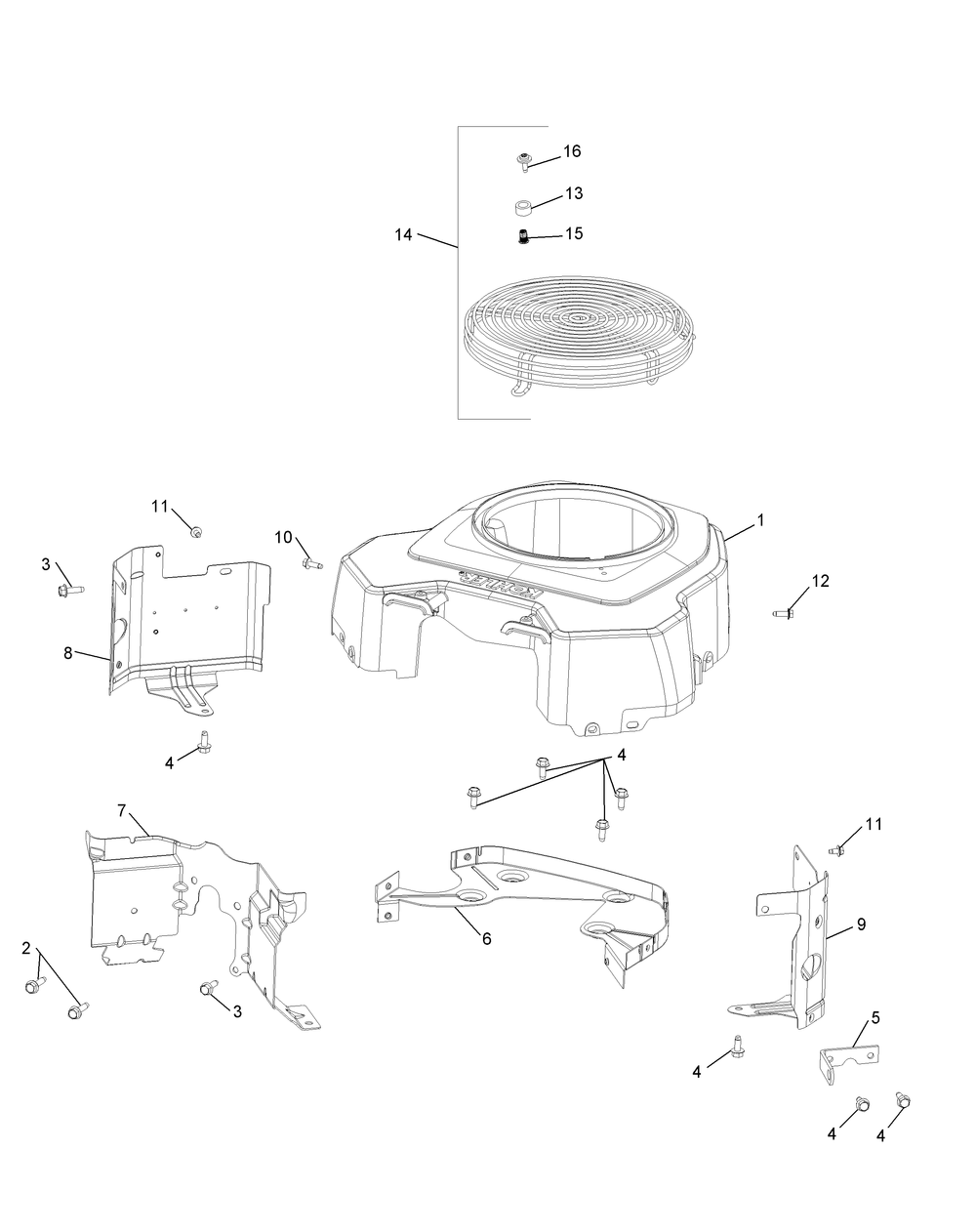 Kohler Cv732-3015 Blower Housing And Baffles Diagram and Parts List for Z-FORCESZ60 (53FJD-53FJD050)(2015) Cub Cadet Lawn Tractor